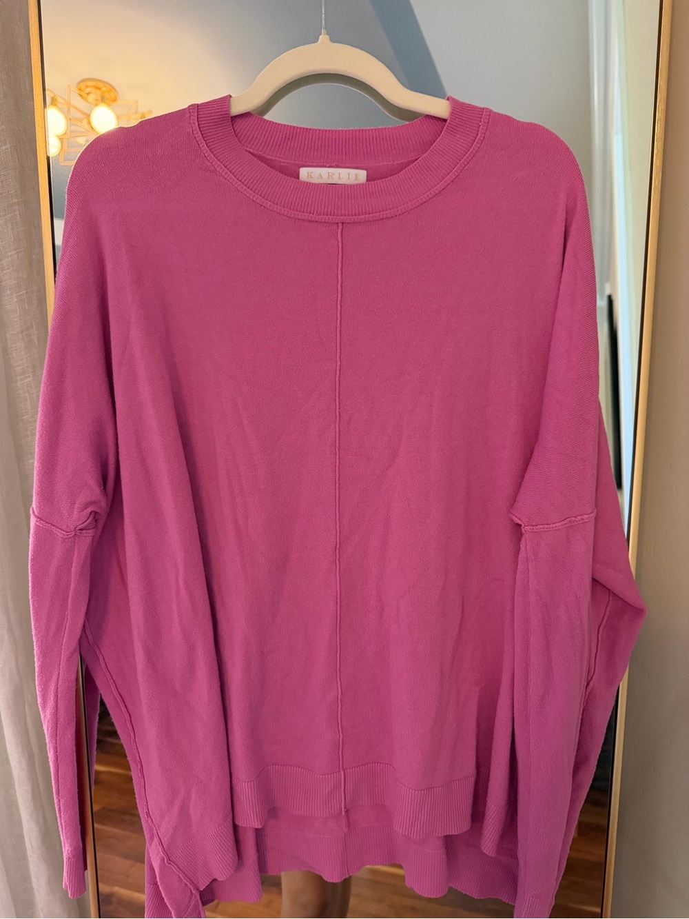 Karlie Fuchsia Pink Crewneck Sweater
